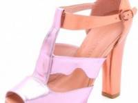 Cynthia Rowley Metallic T-Strap Heels