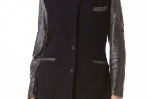 Dagmar Pierra Wool Jacket with Leather Sleeves