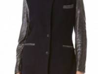 Dagmar Pierra Wool Jacket with Leather Sleeves