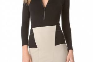 David Lerner Long Sleeve Zip Bodysuit