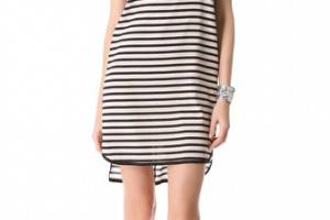 DKNY Stripe Trim Short Sleeve Dress