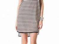 DKNY Stripe Trim Short Sleeve Dress