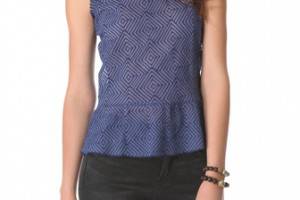 Dolan Denim Yoke Peplum Top