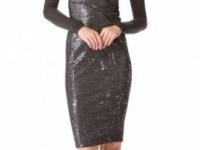 Donna Karan New York Sequin Dress with Illusion Sleeves
