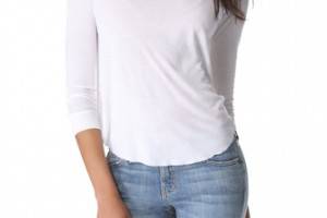 Enza Costa Rib Baseball Top with Long Sleeves