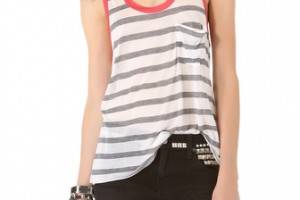 Enza Costa Striped Racer Tank