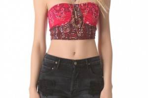 Free People Printed Seamed Crop Bandeau Bra