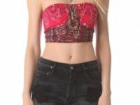 Free People Printed Seamed Crop Bandeau Bra