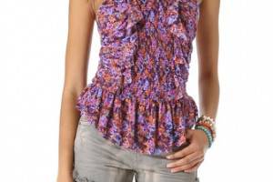 Free People Smocked & Ruffled Top