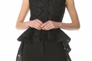 Giambattista Valli Ruffle Train Jacquard Blouse