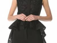 Giambattista Valli Ruffle Train Jacquard Blouse