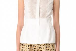 Giambattista Valli Sleeveless Eyelet Front Top