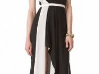 Halston Heritage Colorblock Ruffle Gown