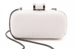 Halston Heritage Embossed Python Oblong Minaudiere