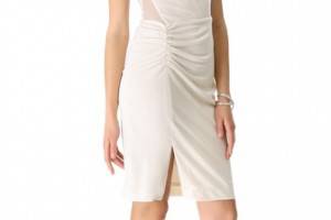 Halston Heritage Sheer Contrast Dress