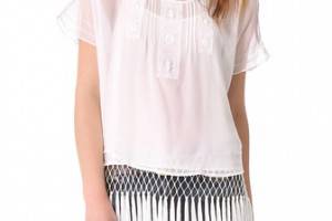 Haute Hippie Chiffon Tee with Fringed Cami Lining