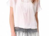 Haute Hippie Chiffon Tee with Fringed Cami Lining