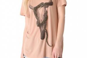 Haute Hippie Embellished Longhorn & Snake Tee