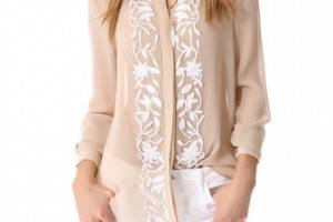 Haute Hippie Embroidered Button Down Blouse