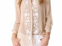 Haute Hippie Embroidered Button Down Blouse