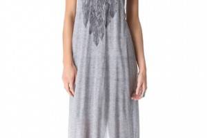 Haute Hippie Feather Collar Maxi Dress