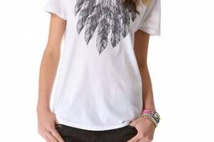 Haute Hippie Feather Collar Tee