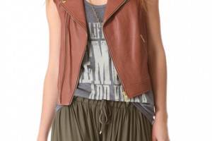 Haute Hippie Leather Moto Vest