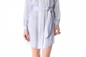 Haute Hippie Pleated Shirtdress with Lace