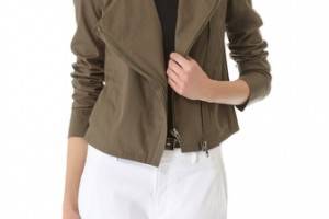 HELMUT Helmut Lang Washed Bellow Poplin Draped Moto Jacket