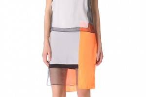 Helmut Lang Chroma Drape Colorblock Dress