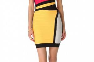 Herve Leger Colorblock Sheath Dress