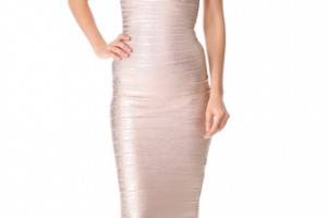 Herve Leger Sianna Foil Strapless Dress