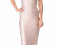 Herve Leger Sianna Foil Strapless Dress