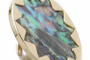 House of Harlow 1960 Abalone Sunburst Cocktail Ring