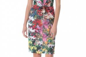 ISSA Floral Print Tie Front Dress