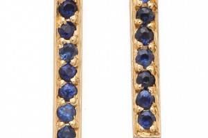 Jennifer Meyer Jewelry 18k Gold Bar Sapphire Stud Earrings