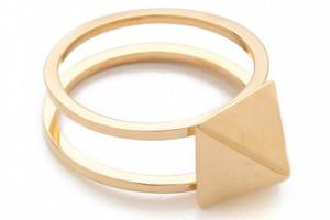 Jennifer Zeuner Jewelry Double Band Square Stud Ring