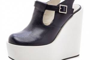 Jil Sander Navy Mary Jane Wedge Pumps