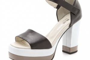 Jil Sander Navy Platform Sandals with Quarter Strap