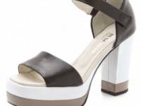 Jil Sander Navy Platform Sandals with Quarter Strap