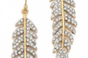 Juicy Couture Pave Feather Drop Earrings