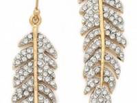 Juicy Couture Pave Feather Drop Earrings