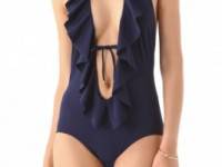 Karla Colletto Draped Flounce Swimsuit