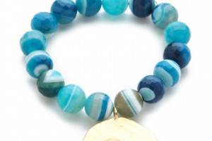 Kenneth Jay Lane Agate Bead Coin Stretch Bracelet