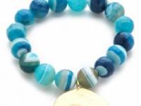 Kenneth Jay Lane Agate Bead Coin Stretch Bracelet