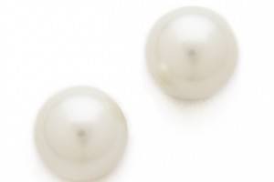 Kenneth Jay Lane Large Glass Pearl Post Earrings