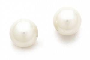 Kenneth Jay Lane Small Glass Pearl Post Earrings