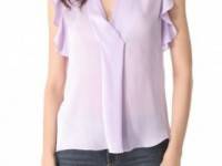 L&#039;AGENCE Ruffled Draped V Blouse