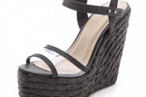 L'AGENCE Samantha Plexi Raffia Wedge