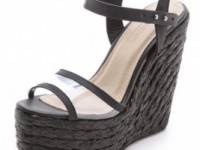 L&#039;AGENCE Samantha Plexi Raffia Wedge